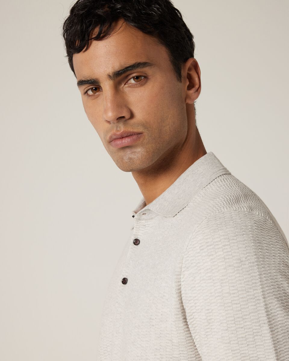 Fashion Polo Knit, Grey Marle, hi-res